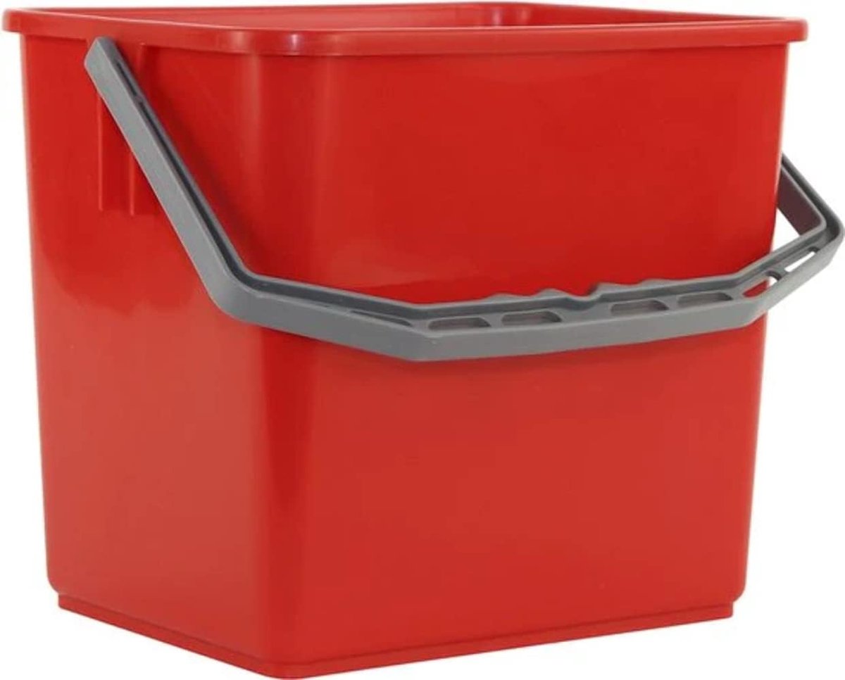 Bucket 6 Liter Red – Square Bucket for Work Car & Mop Car – Plastic Bucket with Handle – Sturdy Cleaning Bucket for - ShopVlot