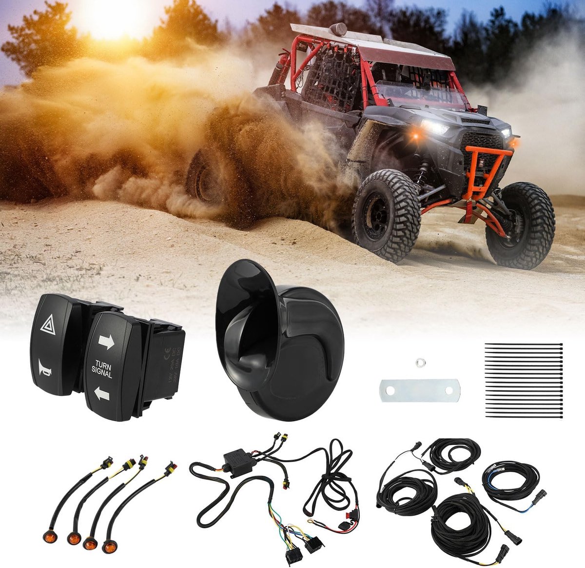 UTV Universal Indicator Set UTV ATV Street Indicator with Rocker Switch 110D Horn Plug and Play Indicator Set - ShopVlot