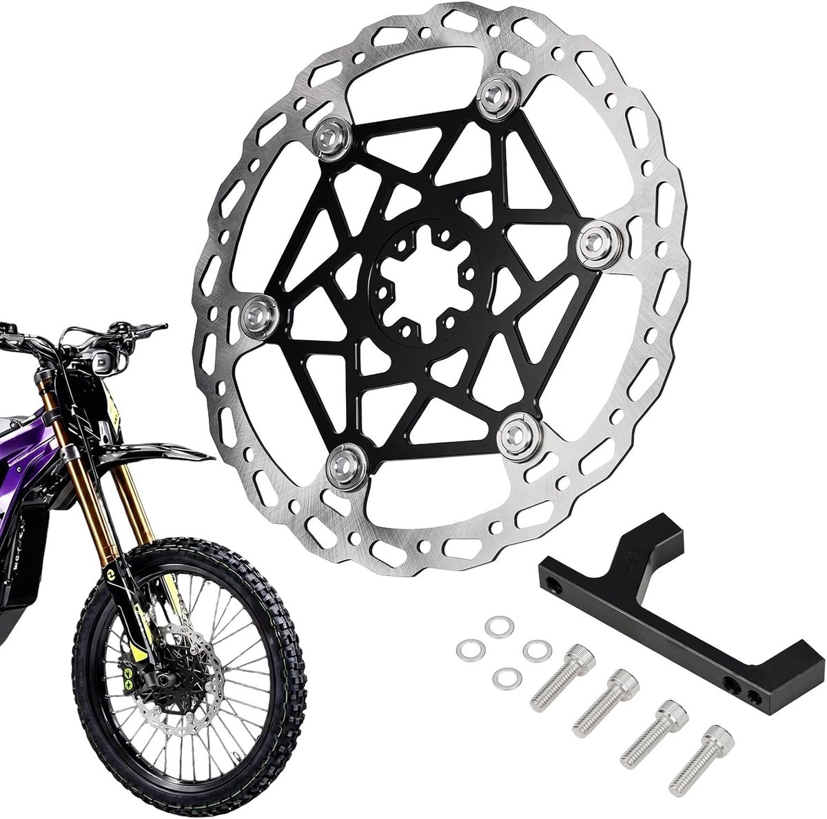 Brake Disc Motorcycle For Surron, Front Brake Disc 250mm Floating For Surron Light Bee X S LBX Dirt Bike Electric Black - ShopVlot