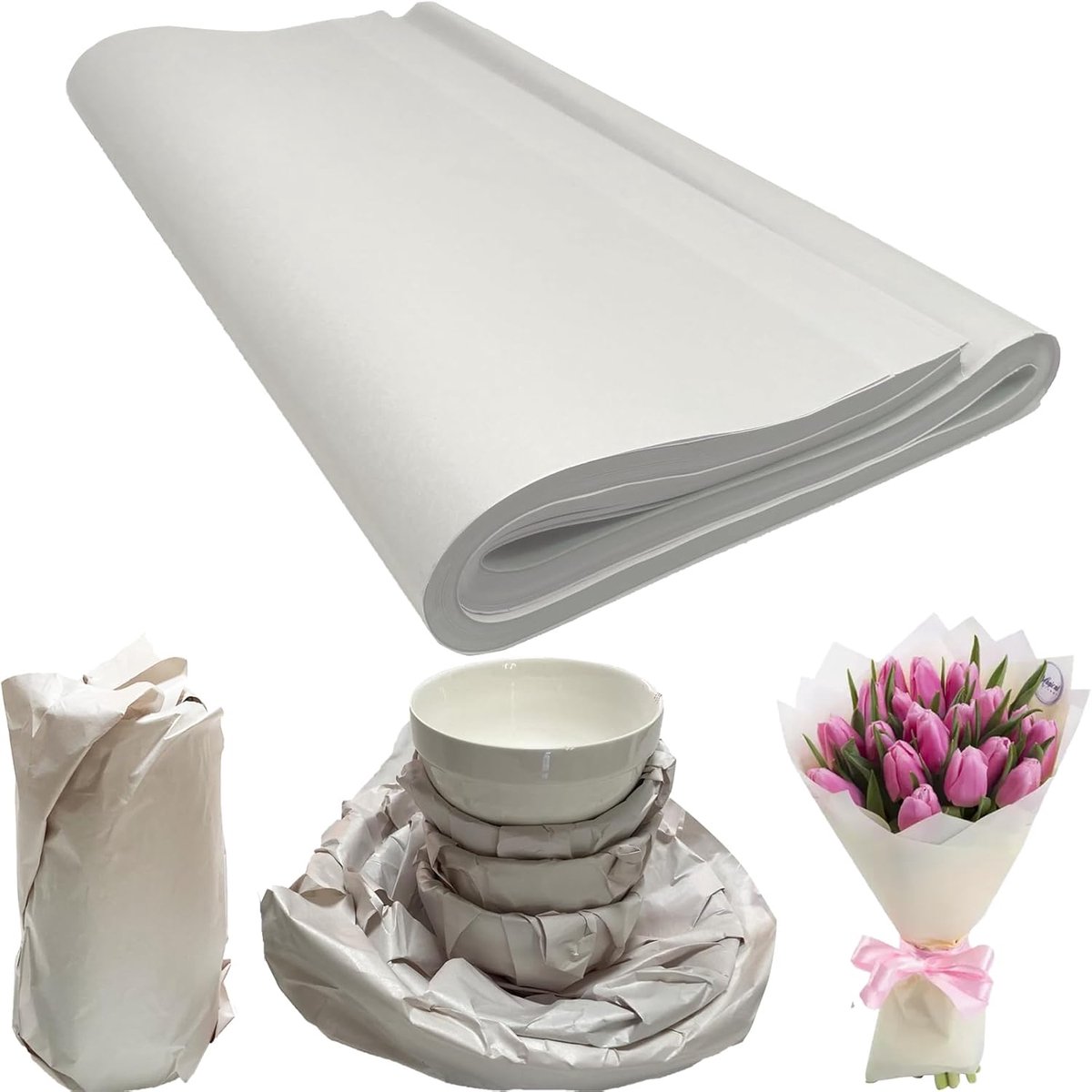 100 vellen verpakkingspapier voor transport, mobiel papier, 70 x 38 cm, ter bescherming en verpakking van breekbare - ShopVlot
