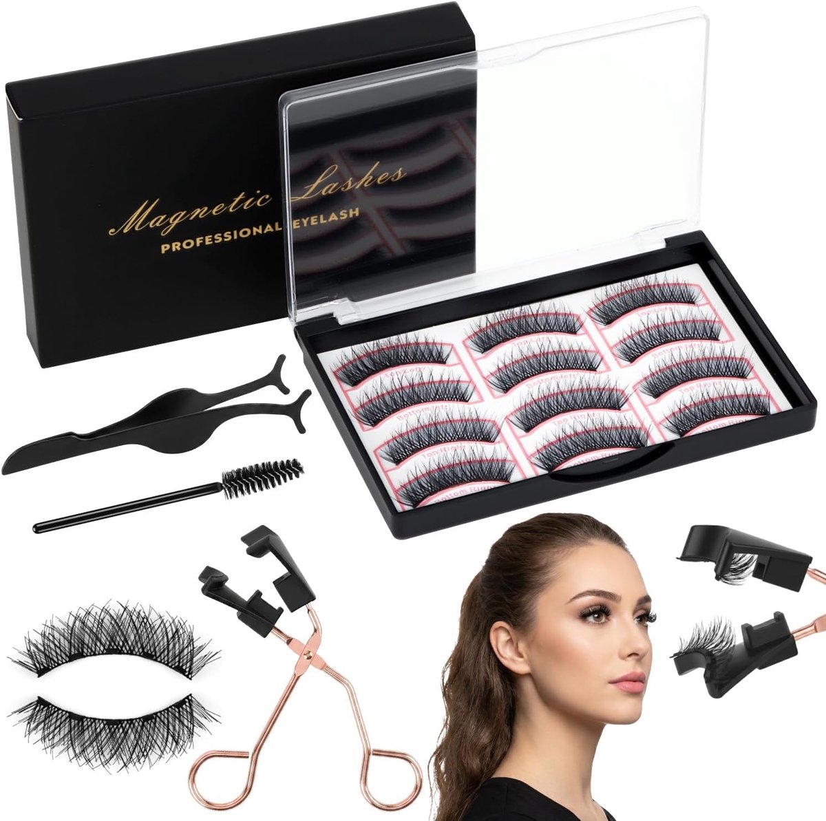OWill 3 pairs of magnetic eyelashes voluminous without glue for women - ShopVlot