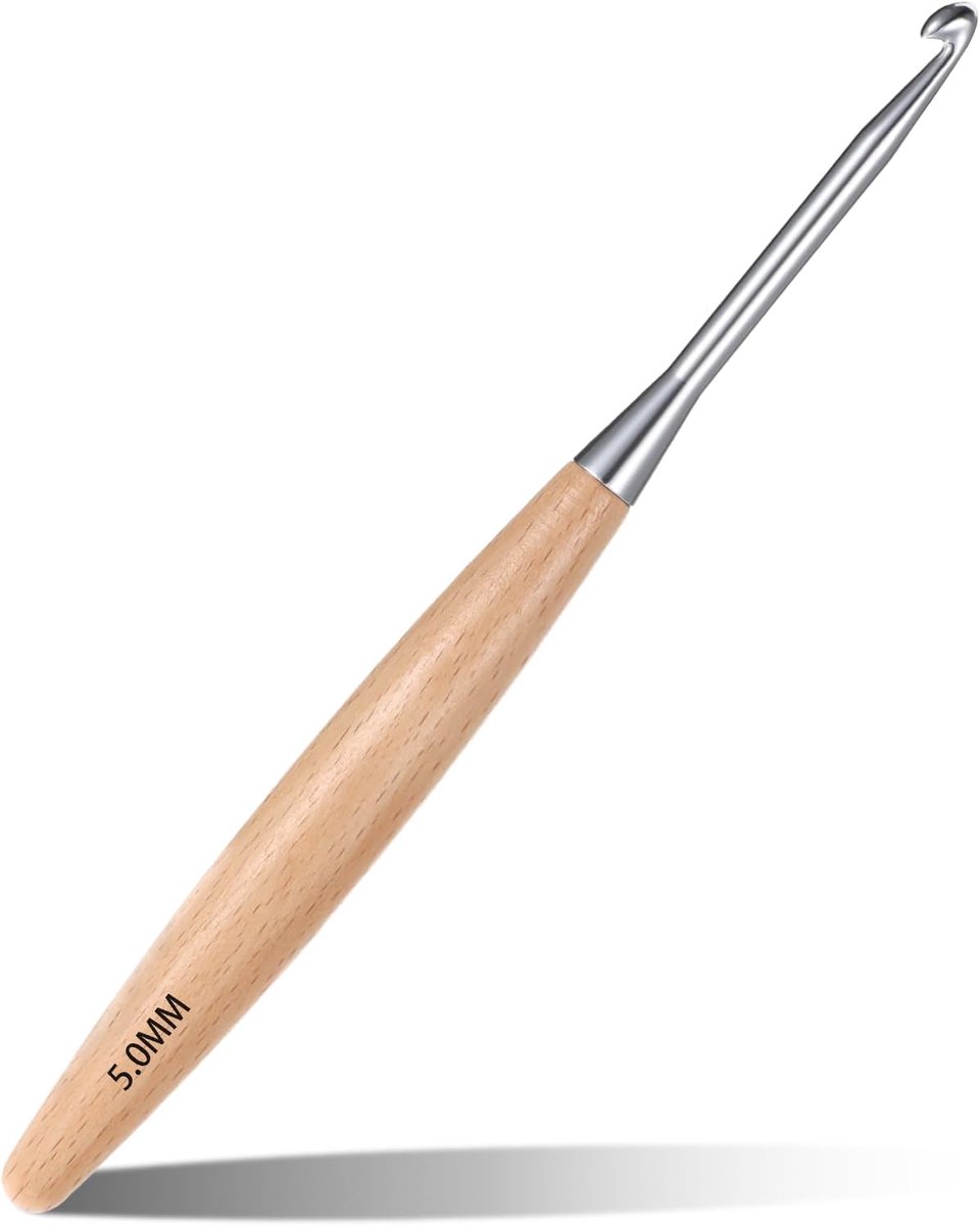 Haken 5mm - Beukenhouten handvat - Ergonomisch - Comfortabel voor artritische handen - ShopVlot