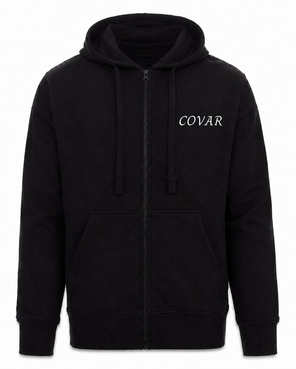 Vest Heren met Rits en COVAR Print - Zwart - Vest met Capuchon - Voor Wandelen, Reizen & Dagelijks Gebruik - L