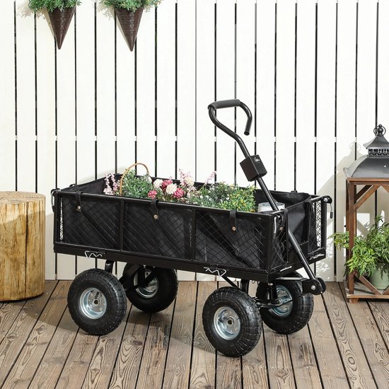 Atlasyx bolderkar - Bolderwagen - Transportkar - Strandkar - Transportwagen - 114 L - 300 kg Draagkracht - 105 x 51 x 54cm - Zwart — afbeelding 3