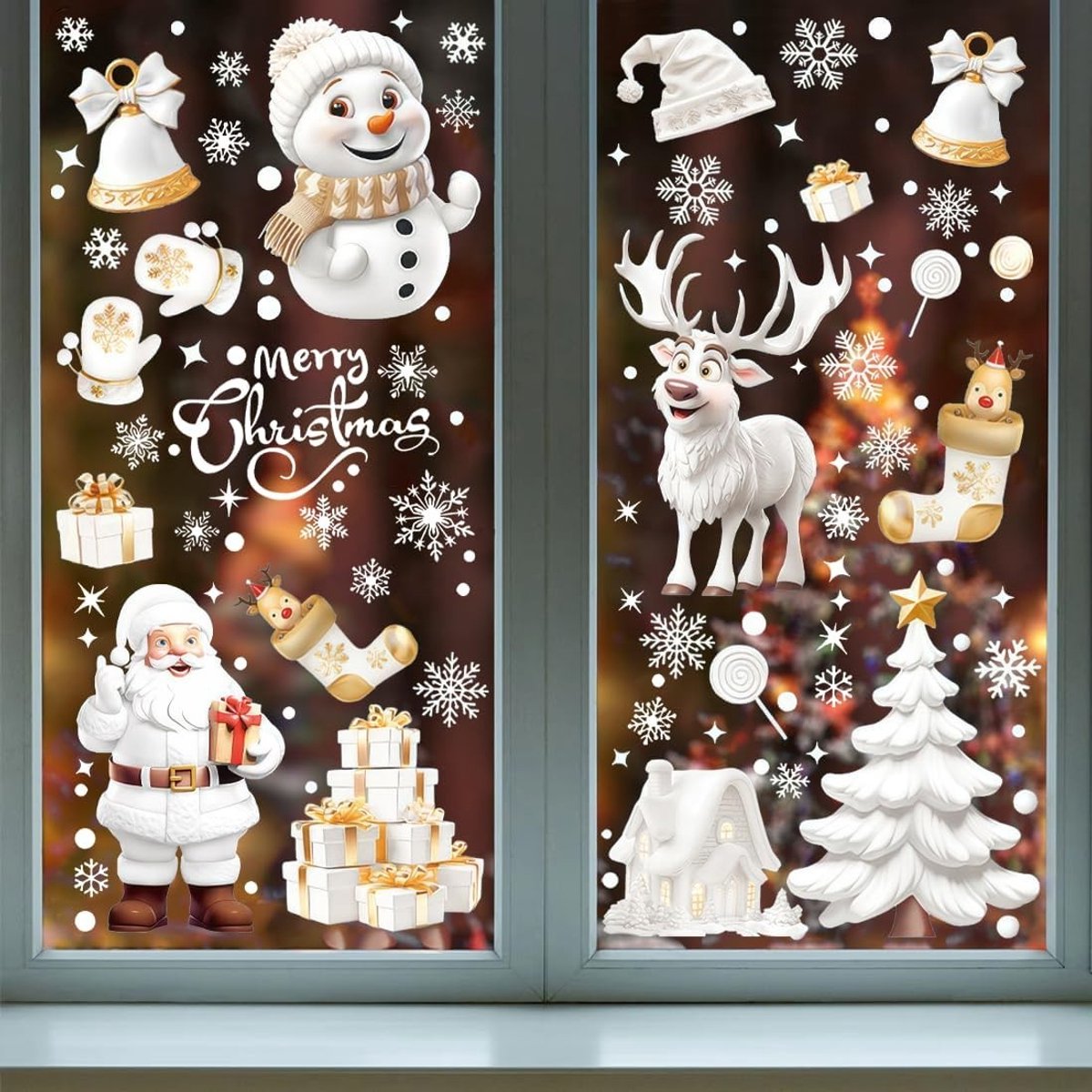 Raamstickers voor Kerstmis - Raamafbeeldingen-d - 30 x 20 cm - Herbruikbare PVC-stickers voor Deur- en Raamdecoratie