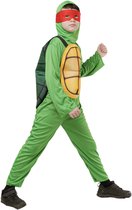 Joya Kids® Schildpad Verkleedpak Jongen | Ninja Schildpad Kostuum Kind | Groene Turtle Jumpsuit Jongens | Verkleedset met Schild, Hoofdkap & Rood Oogmasker | Carnaval & Halloween | Maat M