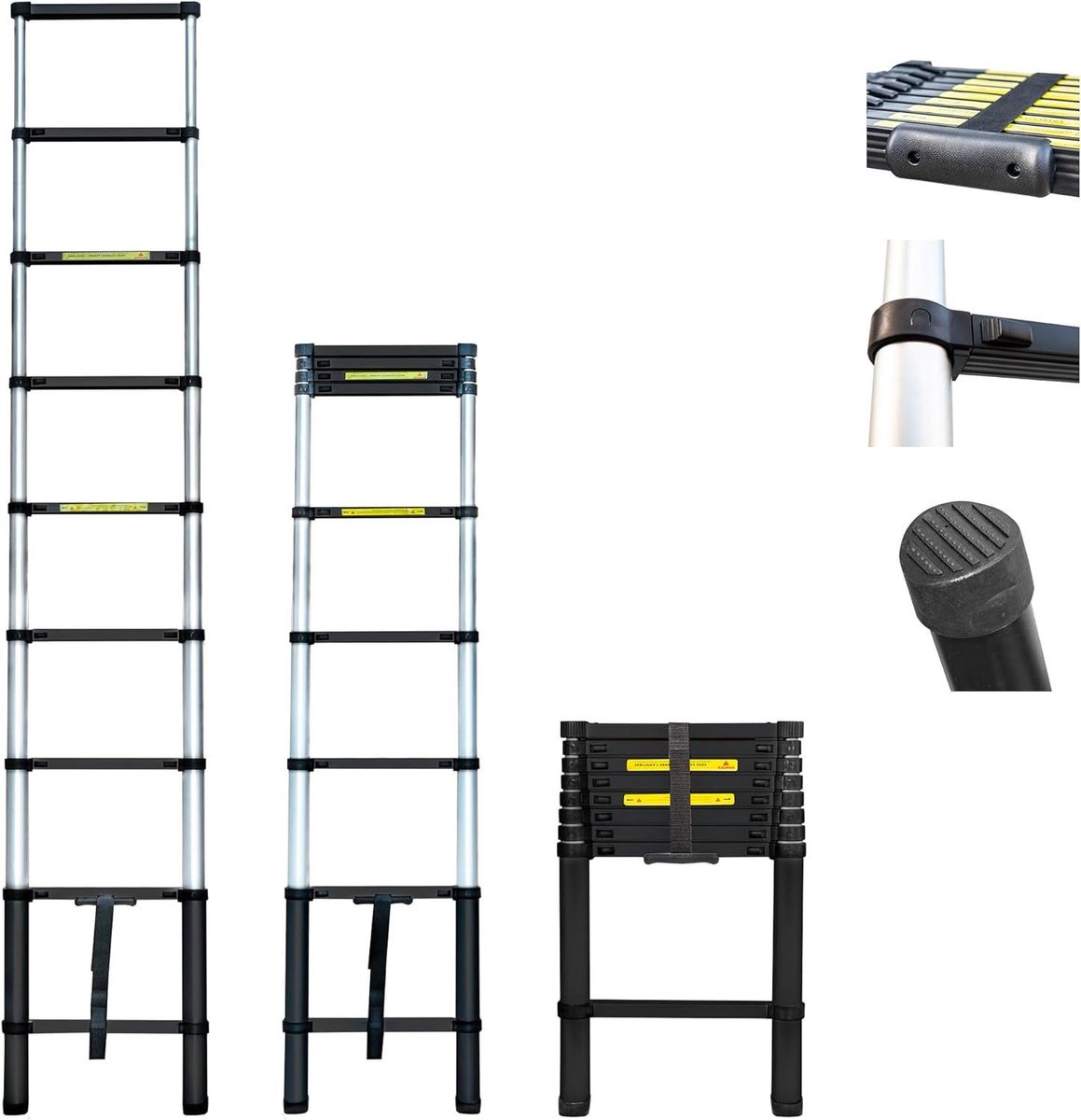 Telescopische ladder - Opvouwbare ladder - Veilig klussen - EN131 normering - 26 meter - Grijs