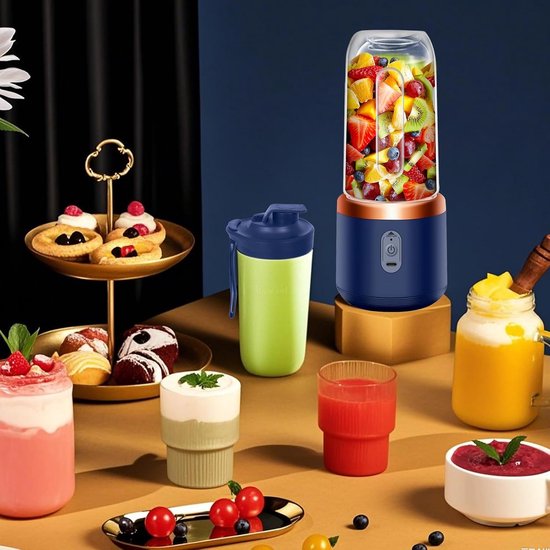Draagbare Mixer - Smoothie Maker - Fruit Sap Maken - 6 RVS Bladen - 400 ml - Blauw — afbeelding 5