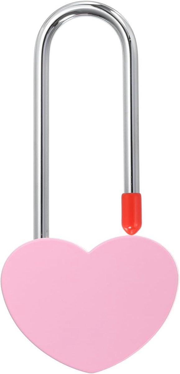 Romantische Hart Hangslot zonder Sleutel, 3.9 Inch 50mm, Perfect voor Verliefden, Bruiloften en Cadeaus, Roze Hart Slot voor Lock Bridge en Verjaardagen