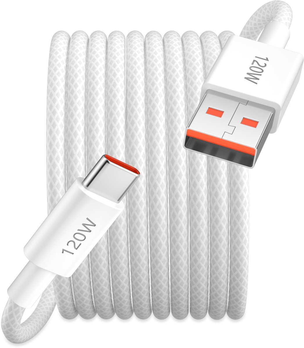 USB-C-kabel 120 W - 2 m - 6 A - snel opladen voor Xiaomi Redmi Note 15, 14 Pro, Poco X8 - ShopVlot