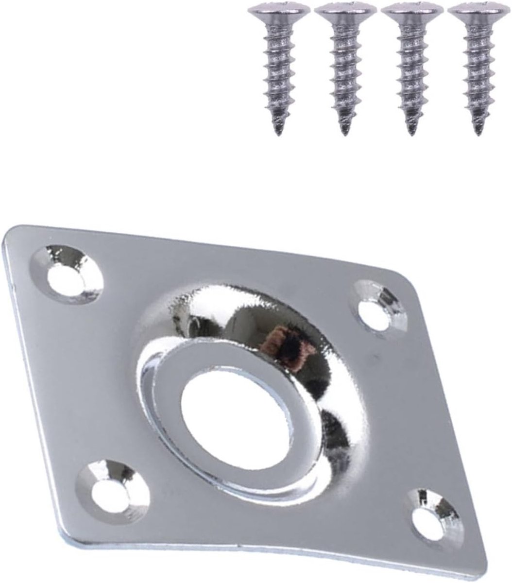 Jack Plate voor Elektrische Gitaar met Schroeven, Output Plug en Socket Onderdelen voor Gitaar en Bas, Zilver, Duurzaam en Betrouwbaar