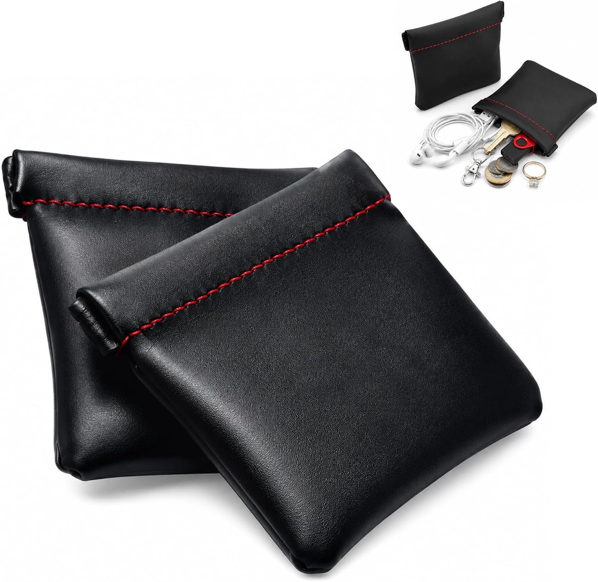 Draagbare Oplaadbare Oortjes Tas met Automatische Sluiting - PU Leer, Ideaal voor Sleutels, USB-Sticks en Sieraden