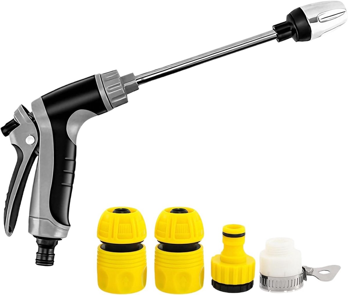 Verlengbuis voor hogedrukreiniger, 42 cm roestvrijstalen lans voor autowassen, terrasreiniging en gevelreiniging, geschikt voor 1/4 inch snelkoppeling