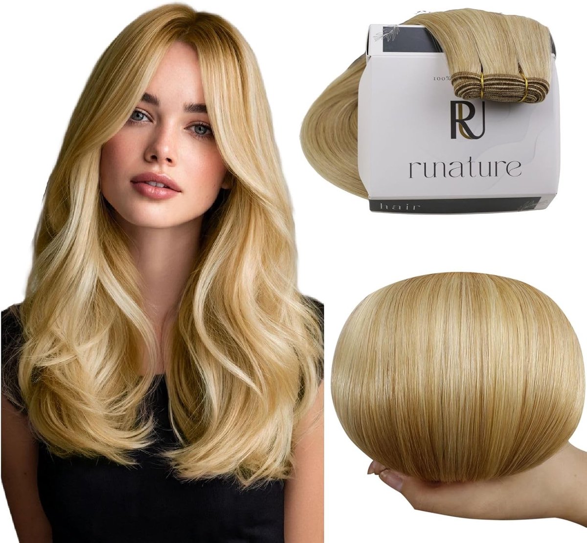 Weft Extensions van Menselijk Haar 55cm Lang 100g Blonde Hooglichten voor Volumineus Haar