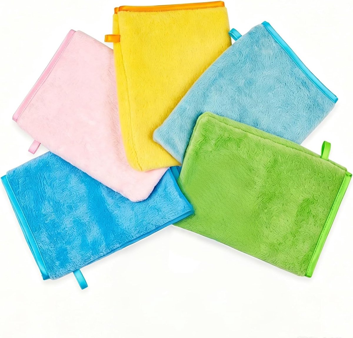 Set van 5 herbruikbare microvezel washandjes voor gezicht en lichaam, zacht en ideaal voor kinderen, perfect als make-up remover