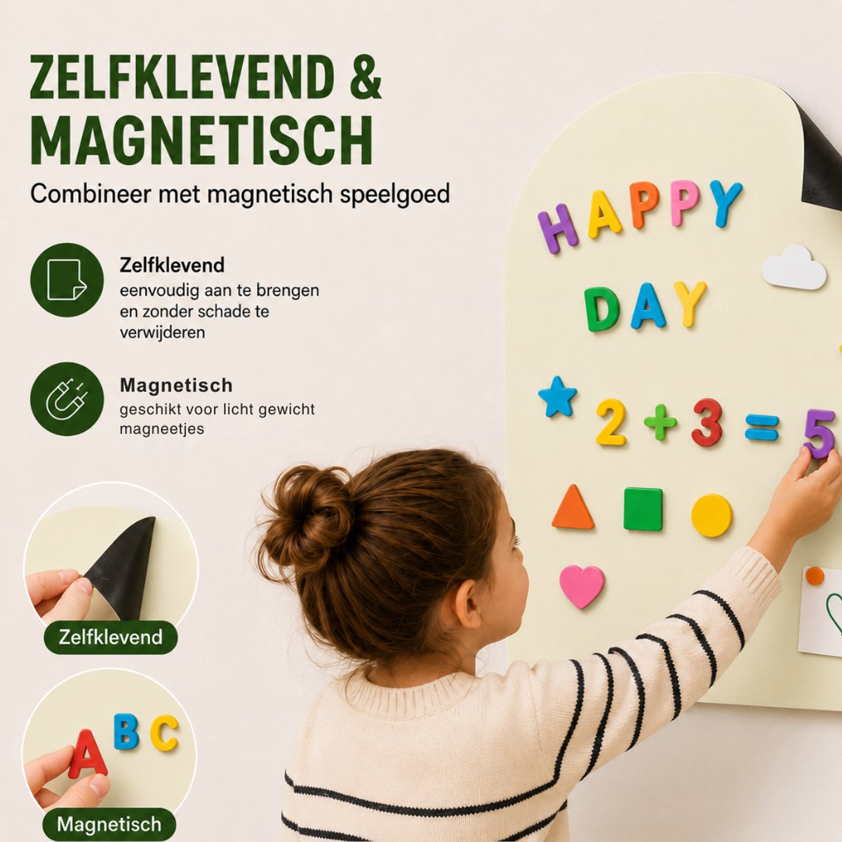 Huysplan - Magnetische muursticker + 12 kleuren krijt - krijtbord - 75 x 47 - Beige - magneet sticker - magneetbord — afbeelding 5
