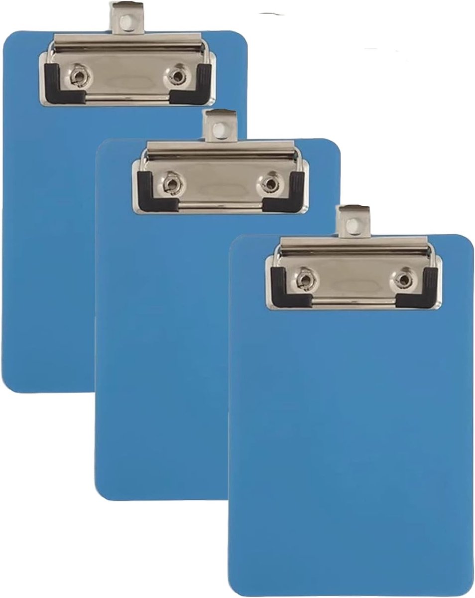 Mini Clipboard Set van 3 Stuks met Rubberen Clip, 10 x 15 cm, Ideaal voor Notities, Ontwerpen en Documenten (Blauw)