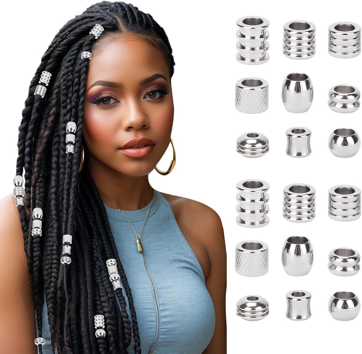 Haarbedels voor Dreadlocks en Baarden, Rvs Accessoires met Hoge Hardheid, Perfecte Maat voor DIY Vlechten en Weven