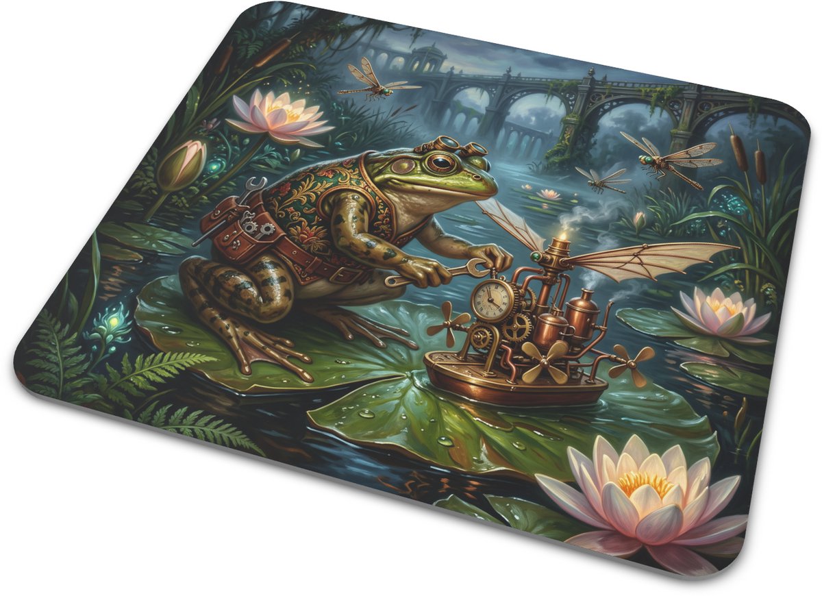 Muismat Steampunk Kikker Uitvinder Betoverend Moeras Bureau Accessoire Uniek Cadeau