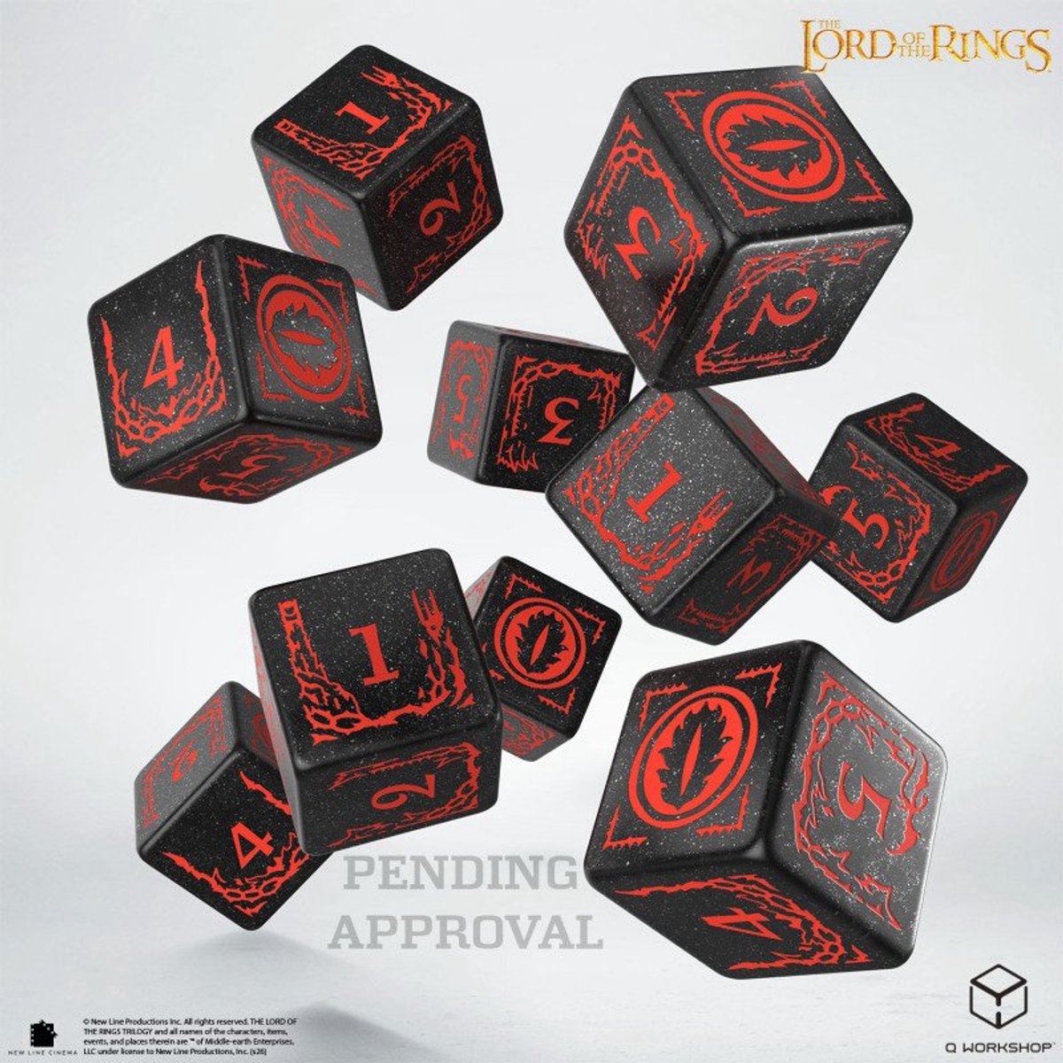 Q-Workshop dobbelstenen The Lord of the Rings Mordor 10xD6 set.