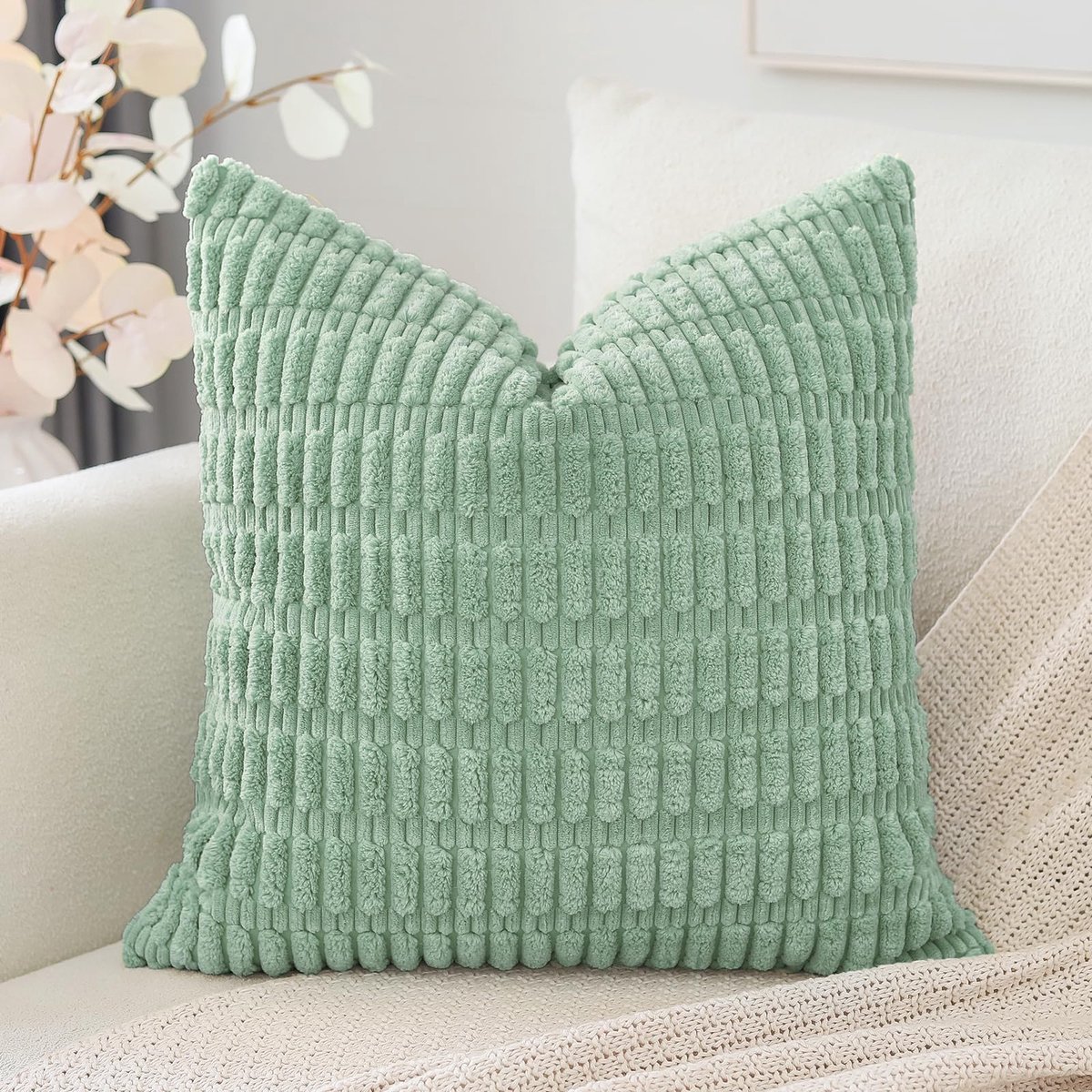 Kussenhoes 60 x 60 cm - Corduroy - Boho gestreept - Super zacht voor woonkamer - ShopVlot