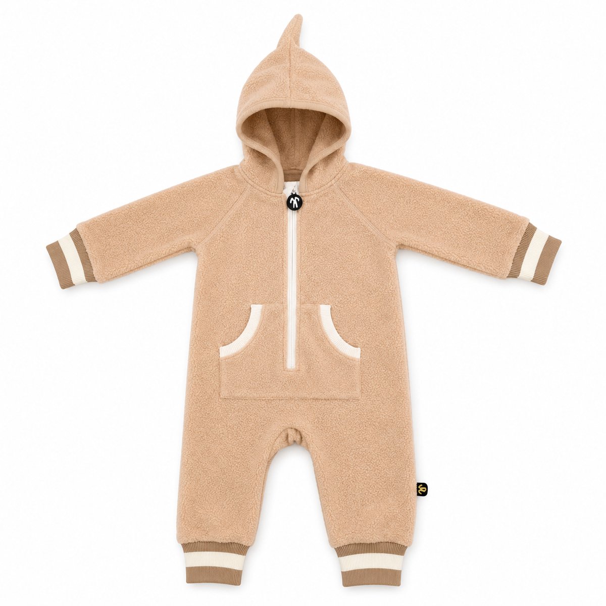Ducksday - Fleecepak - Onesie voor kinderen - unisex - Zand / Londen - maat 86/92 - PFAS vrij