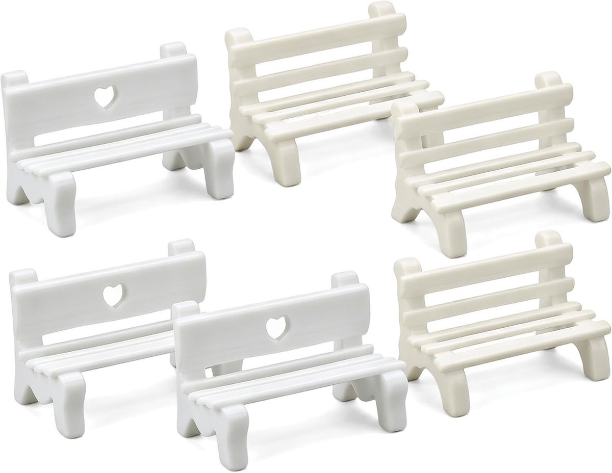 Miniatuur bankjes voor feeëntuin - 6 stuks PVC decoratie voor mini-tuin en feeënlandschap