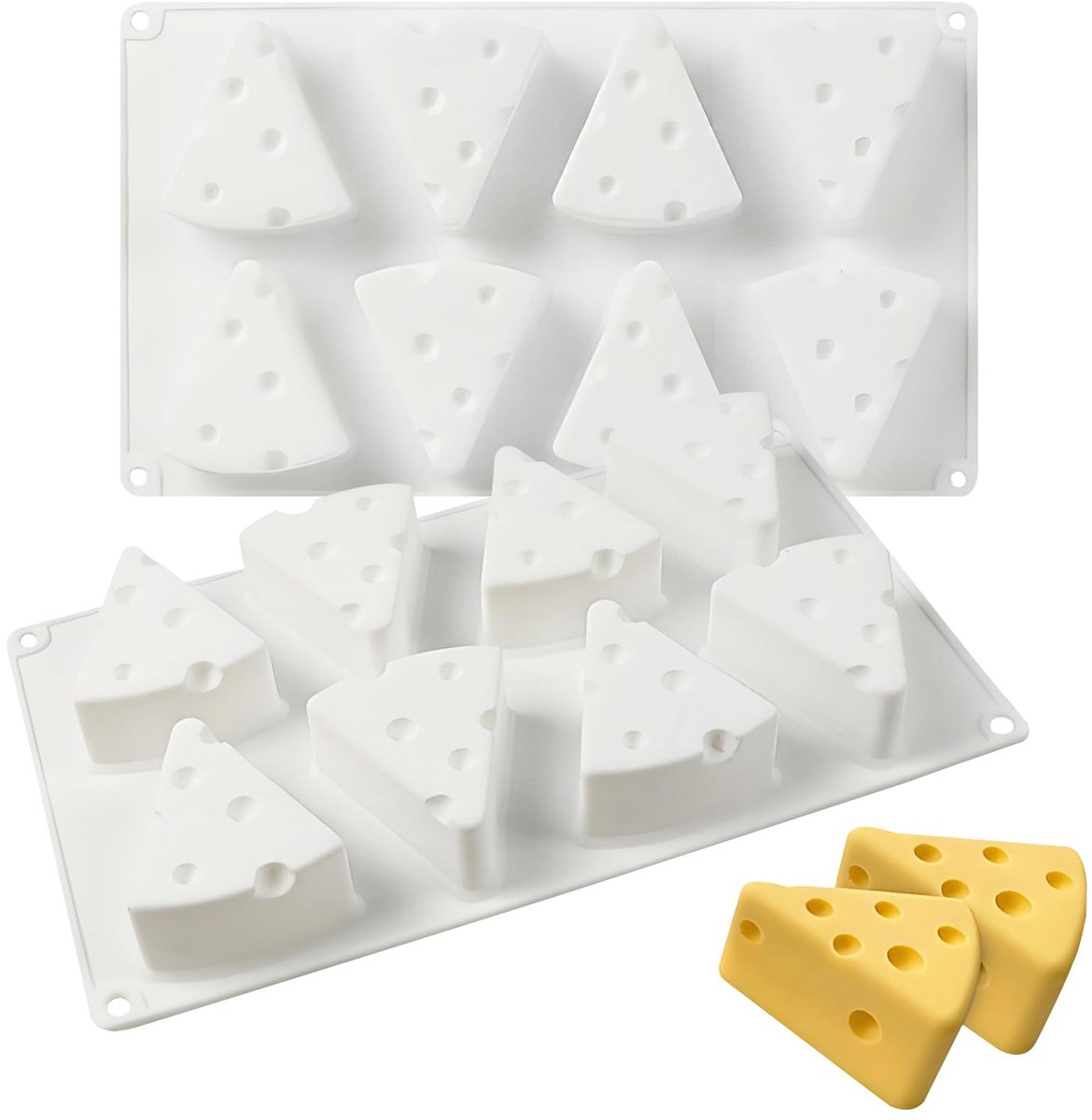 Siliconen bakvorm kaasvorm 8 holtes - 29,7x17,5 cm - wit - ideaal voor zelfgemaakte kaas - ShopVlot