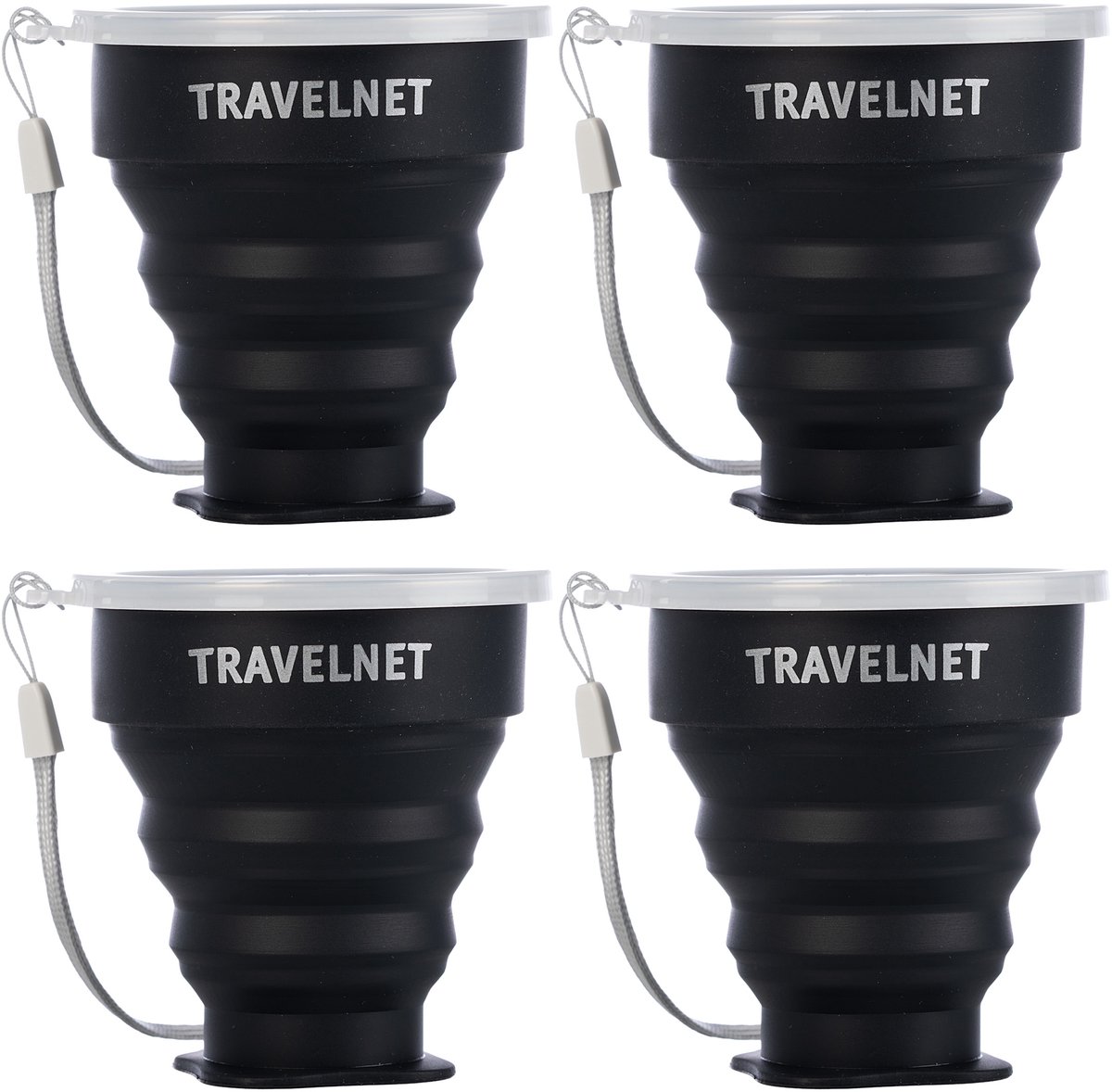 Travelnet Foldy Opvouwbare Siliconen Bekerset - Set van 4