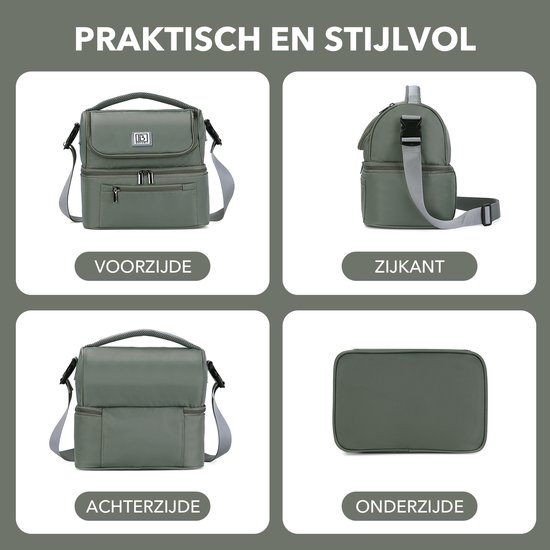 Brisby Kolftas 11 Liter - Koeltas voor Moedermelk & Borstkolf - 2 Geïsoleerde Vakken - Inclusief 2 Koelelementen - Tot 10 Uur Koel - Misty Green van Brisby — afbeelding 5