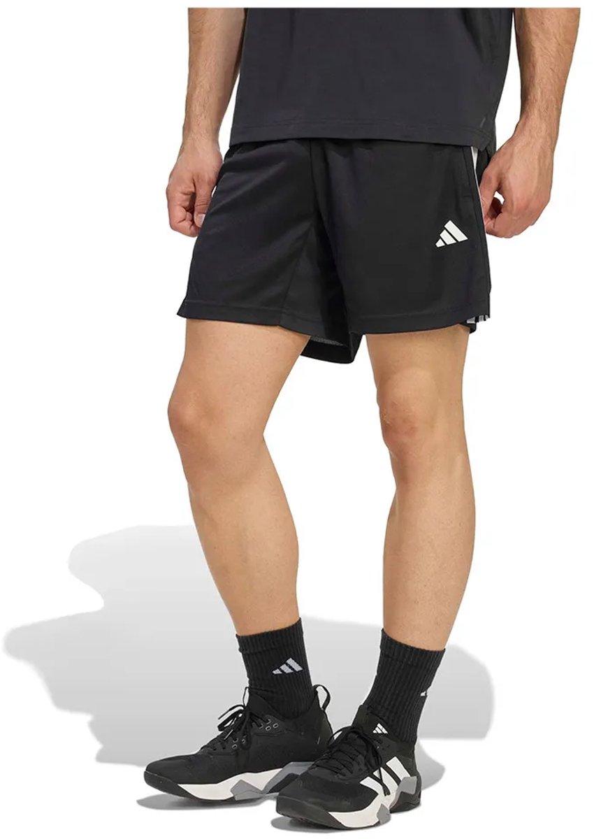 Adidas Workout Essentials Base 3 Stripes Pique 7´´ Korte Broek Tall Man Zwart