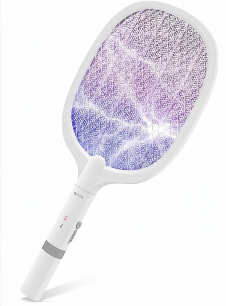 Lìon® Elektrische Vliegenmepper - Comfortabel Handmodel Oplaadbaar - Oplaadbare Elektrische Vliegenmepper - Wit - 42cm x 22cm x 3cm