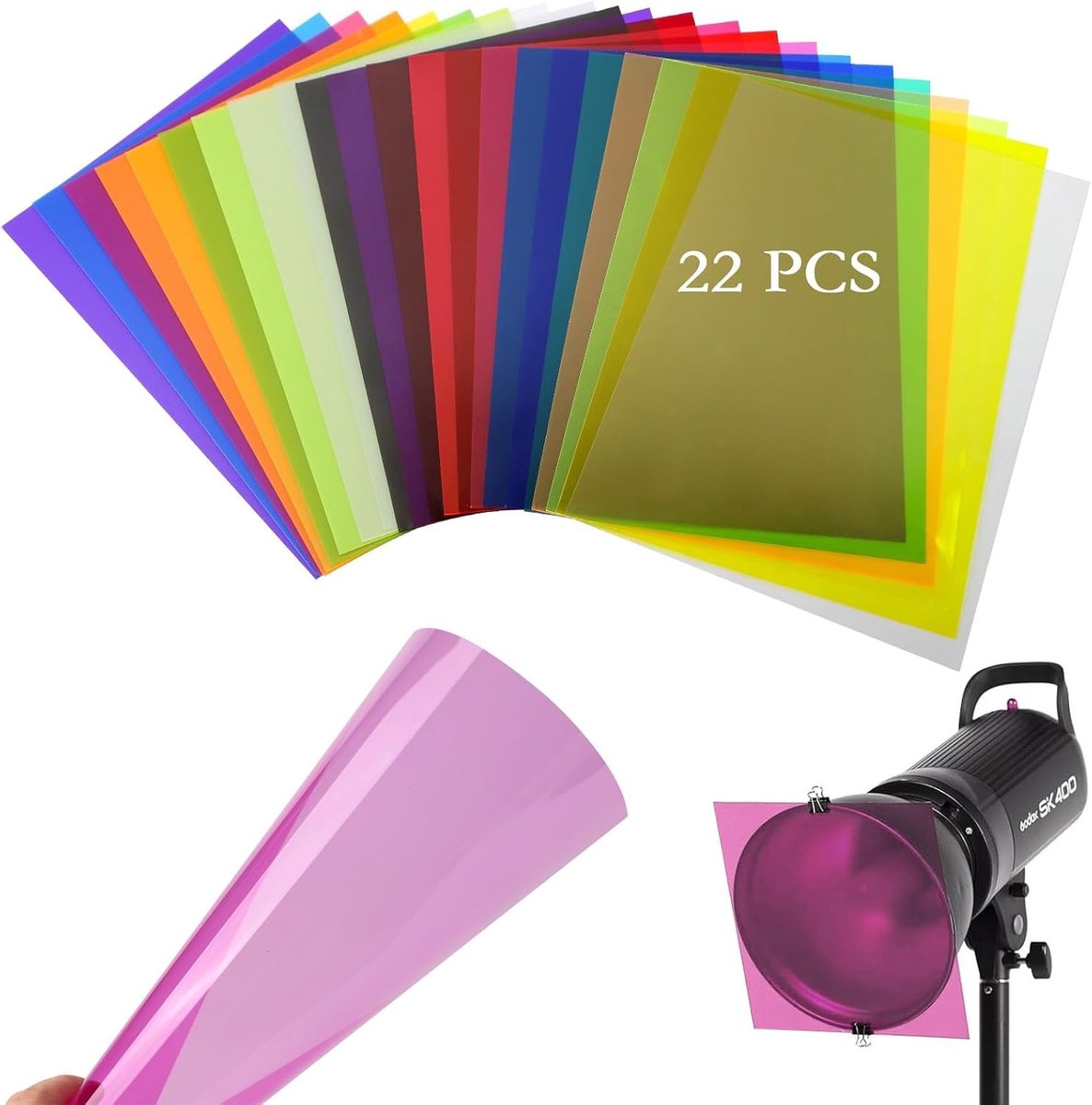 Set van 22 Kleurfilms voor Koplampen - A4 Kleurfilter, Transparante Film, Warmtebestendig voor Verlichting en Kleurcorrectie