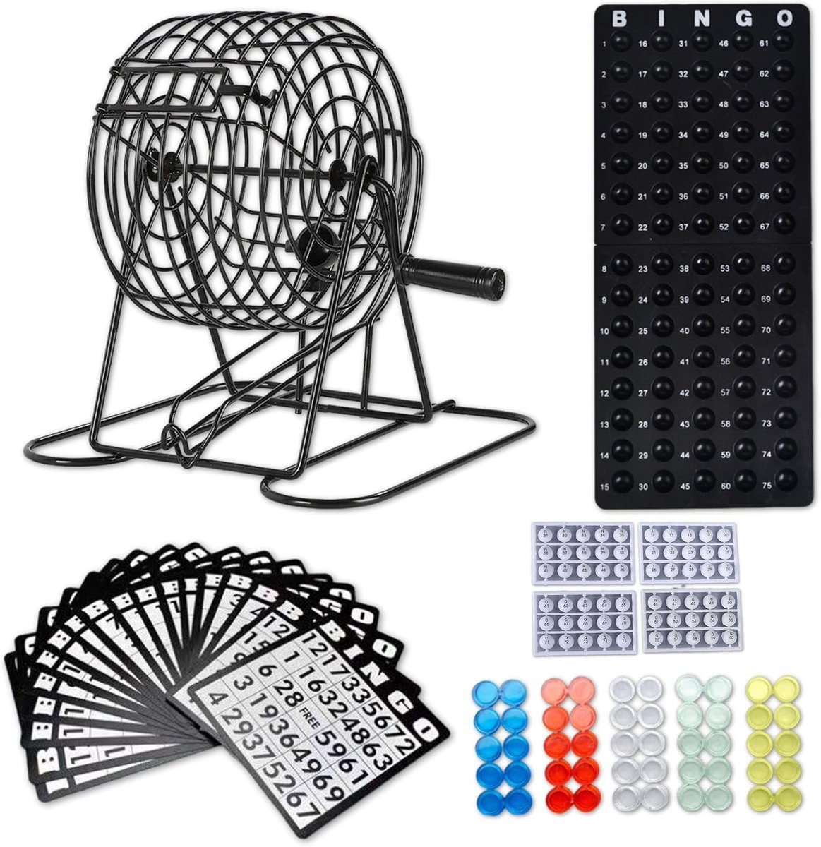 Bingo Spelset voor Gezinnen en Kinderen, Inclusief Bingo Kaarten en Machine, Perfect voor Feestjes en Klasactiviteiten