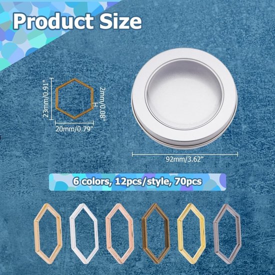 72 Stuks Hexagon Metalen Steekmarkeerders in 6 Kleuren - Locking Markers voor Breien en Haken, Perfect voor DIY Projecten en Creatieve Handwerken — afbeelding 5