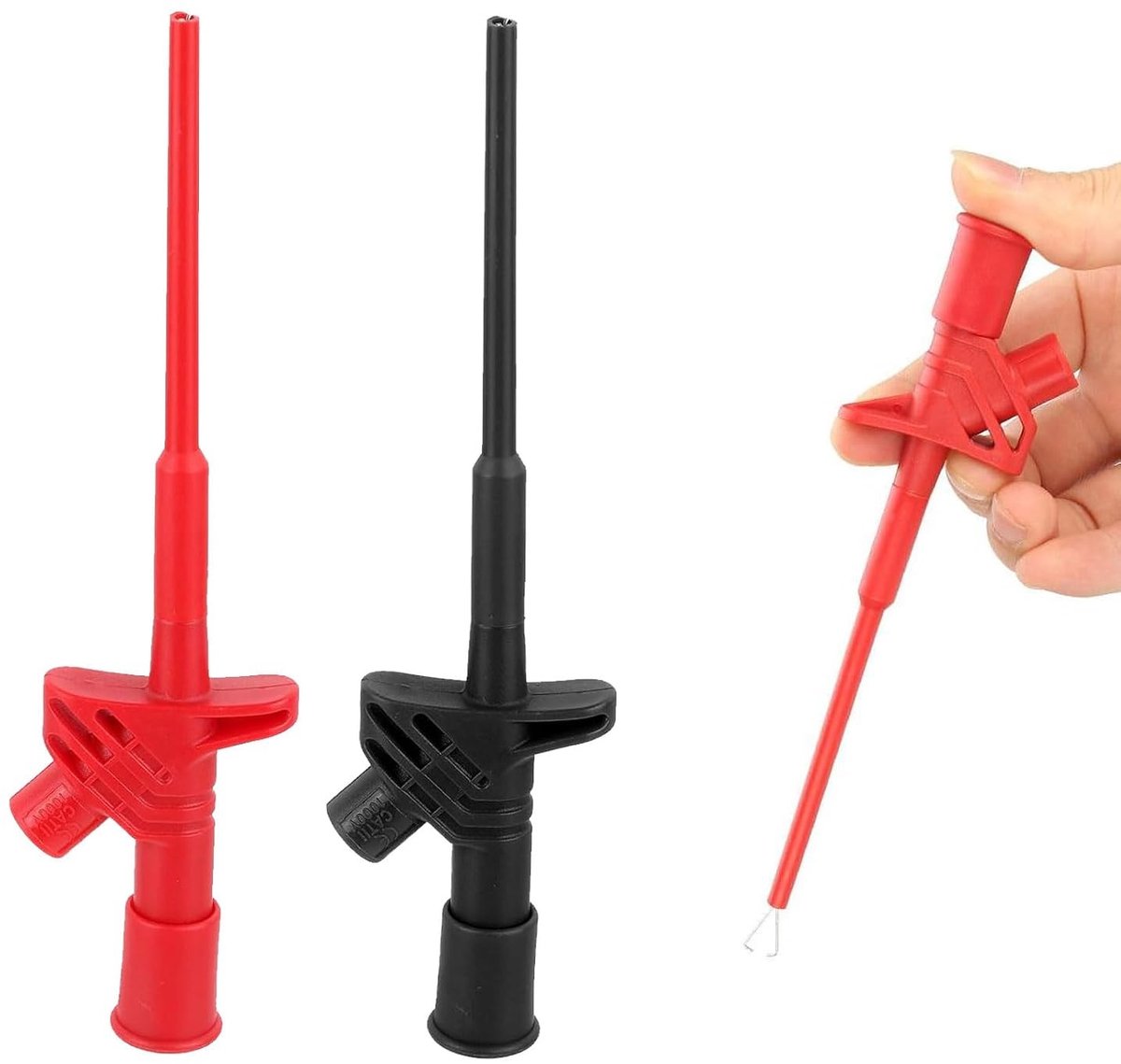 Set van 2 Multimeter Testkabels met Geïsoleerde Krokodillenclip en 4mm Banana Connector voor Elektrische Metingen tot 1000V/10A, Ideaal voor Multimeter Gebruik