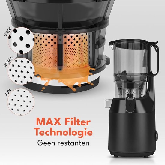 TYR® Slowjuicer - Sapmaker voor Groente & Fruit - Cold Press Juicer - Zwart - 21cm x 20cm x 44cm van Tyr — afbeelding 2