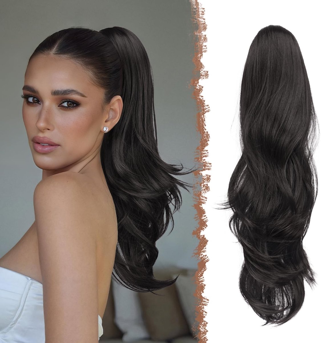 Natuurlijke Golvende Krullende Ponytail Extensions van Synthetisch Haar voor Vrouwen, 50cm Lang en Ideaal voor Diverse Kapsels