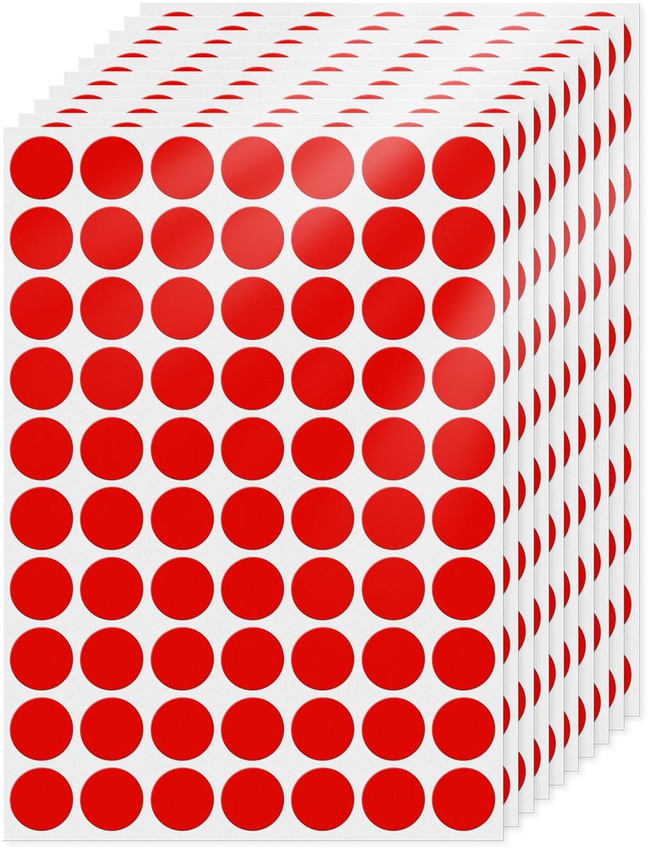 Rode ronde etiketten 19 mm - kleurcodering - vinyl waterdicht - ideaal voor naamlabels - ShopVlot