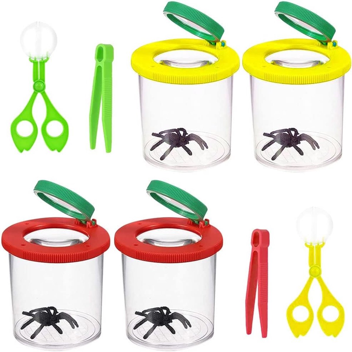 8-delige vergrootglas set voor insectenobservatie, inclusief insectenbox, pincetten en kniptangen voor natuurverkenning en educatieve doeleinden