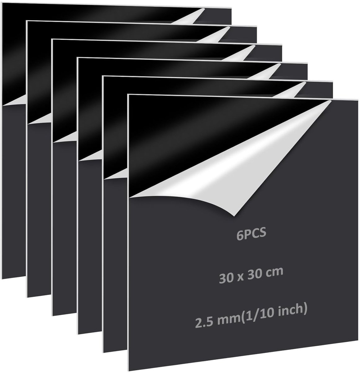 Set van 6 Zwarte Acrylplaten van 30 x 30 cm, 2.5 mm Dikte, Ideaal voor DIY Projecten, Schilderen en Creatieve Displays