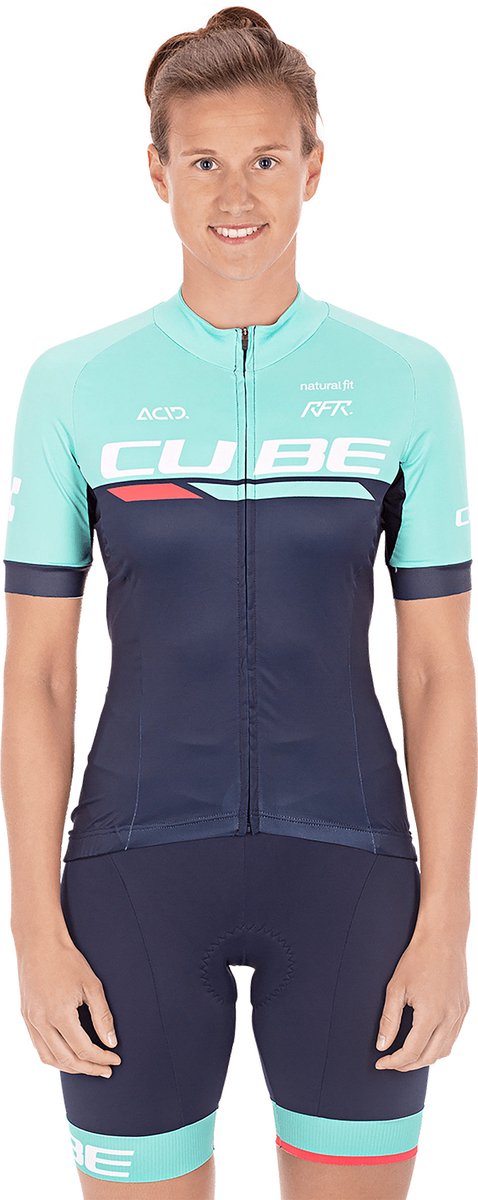CUBE Fietsshirt TEAMLINE WS JERSEY S/S BLUE/MINT XL