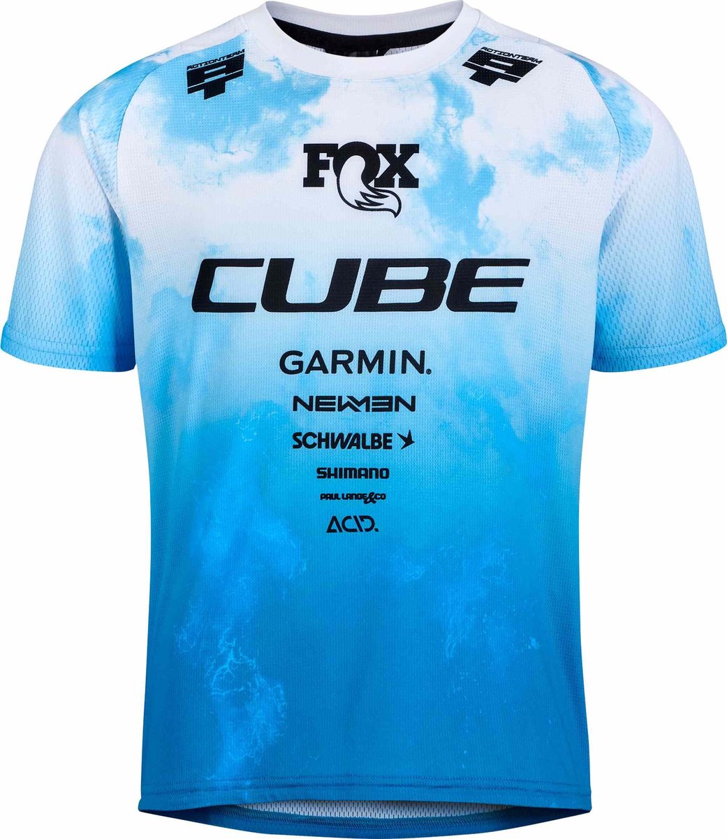 CUBE Fietsshirt MTB JERSEY ROOKIE X AT S/S TOPAS BLUE XXS (86/92)