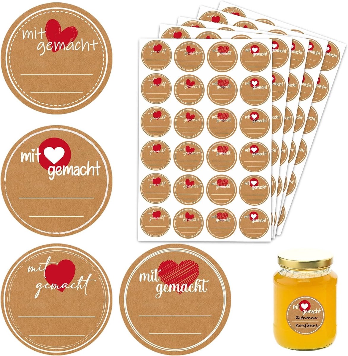 Ronde Jam Etiketten - Kraft - 4 cm - Handgemaakte Zelfklevende Stickers - Voor Jampotten en Geschenken