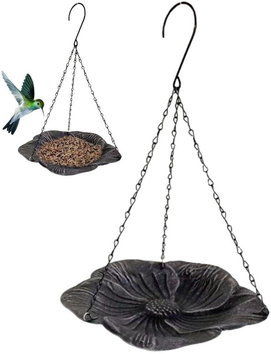 Metalen hangende vogelvoeder, wilde vogelvoeder, bladvormige voederbak, rustiek dienblad, vogelvoeder, tuindecoratie voor vogels