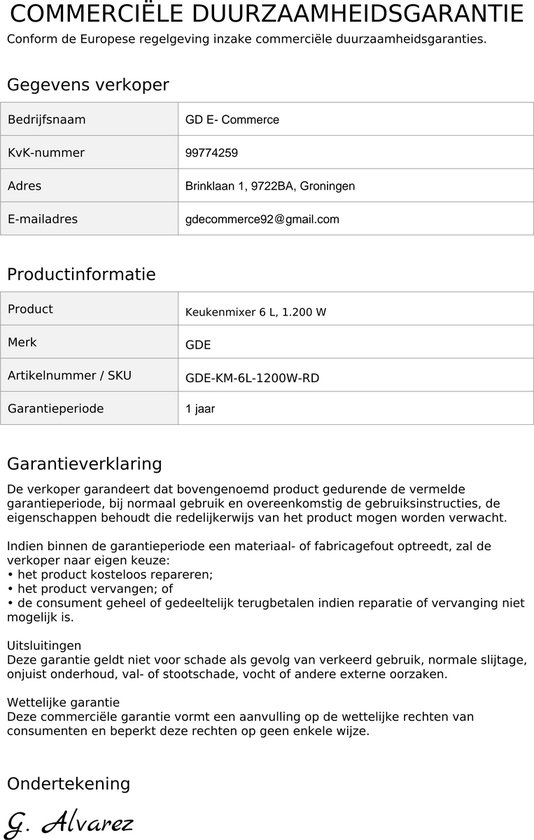 GDE - Keukenmachine - Kneedmachine - Staande Mixer met RVS Mengkom - Deegmixer - 1200W - Elektrische Keukenmixer — afbeelding 4