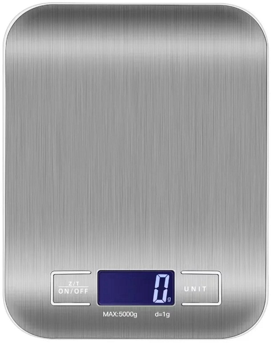 DrPhone ScalePro 5K Digitale Keukenweegschaal – 5 kg / 1 g – RVS – LCD Display – Tarrafunctie – g/ml/oz