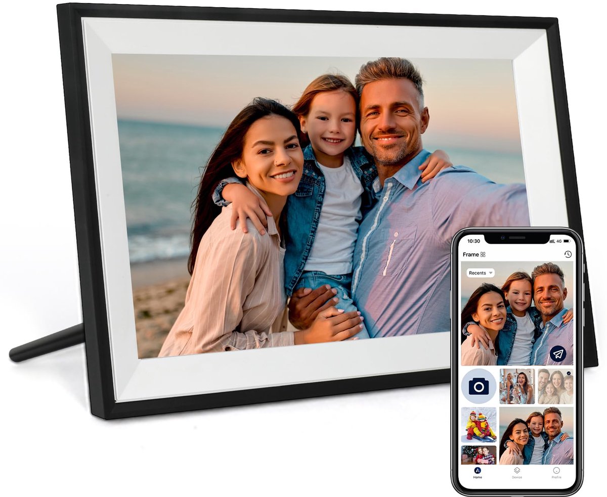 Digitale fotolijst 10,1 inch - 32 GB opslag - wifi en HD 1280 x 800 - eenvoudig instellen met AiMOR-app - ShopVlot