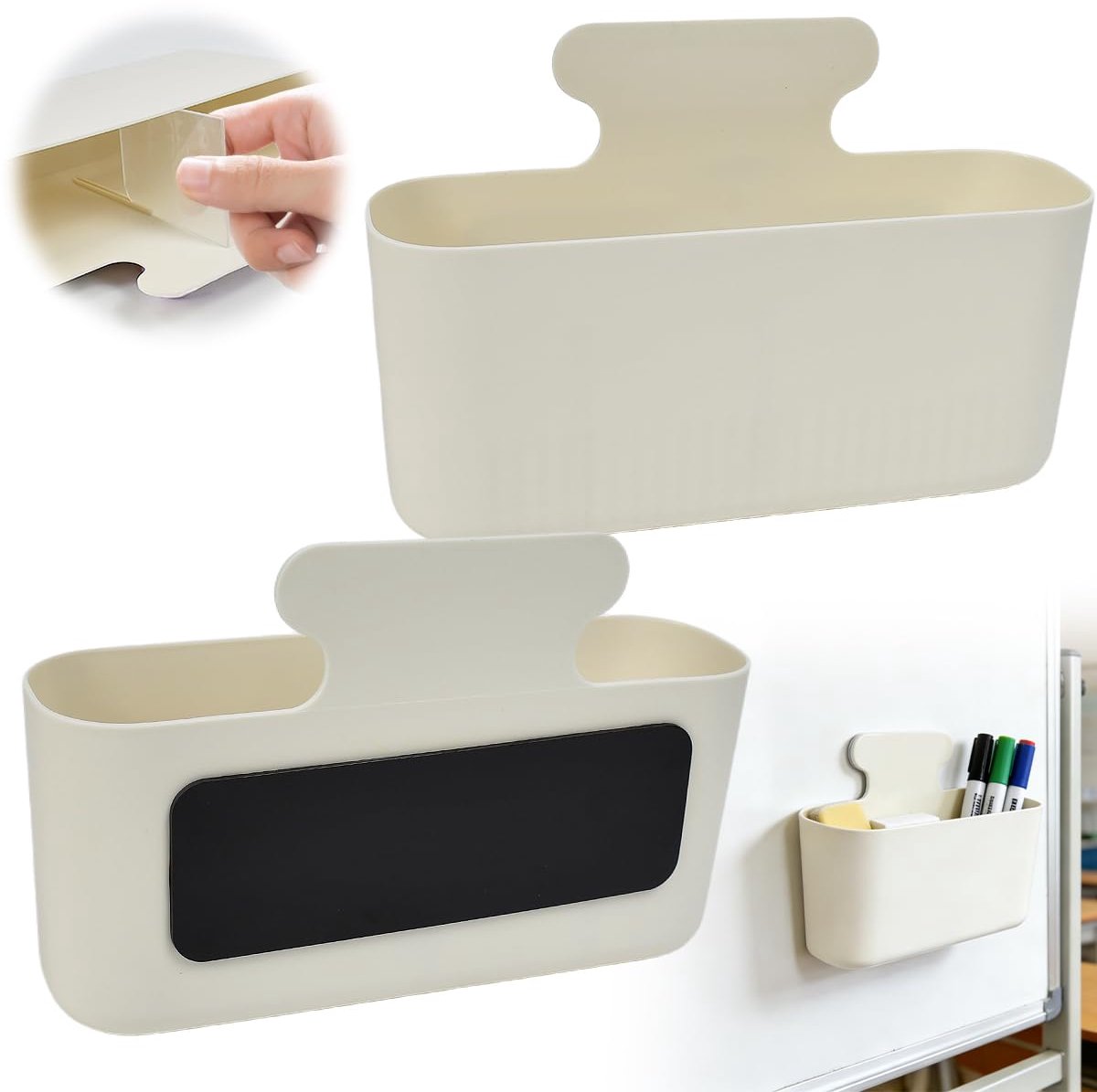 Magnetische pennenhouder groot - witte kleur - 2 stuks - perfecte organisatie voor kantoor - ShopVlot