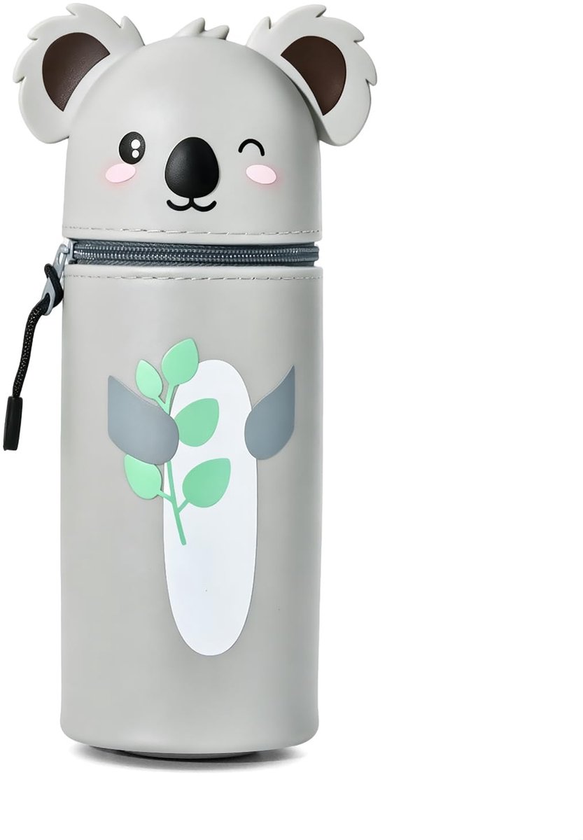 Pennenhouder koala 22 cm - zachte siliconen - intrekbare capaciteit - schooletui voor pastelstiften - ShopVlot